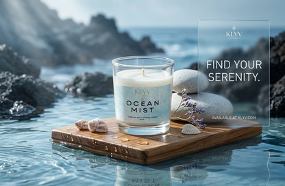 KLYV Ocean Mist Scented Candle lifestyle